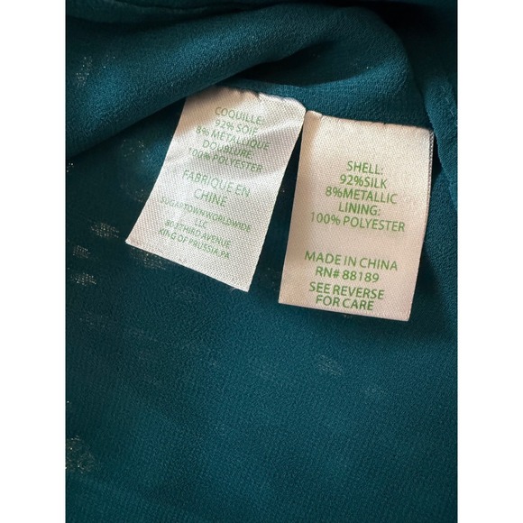 Lilly Pulitzer Matilda Silk Turquoise Metallic Fish Print Fairy Victorian Top XS - Picture 9 of 10